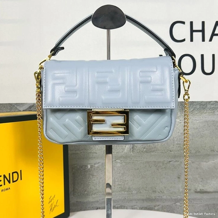 Affordable HOT Sky Motif Bag Leather Nappa Mini Blue Baguette Fendi In FF 0816